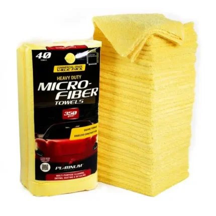 Heavy Duty Multi-Purpose Microfiber Detailing Towel, Dust Cloth, 40 Pack, Yellow